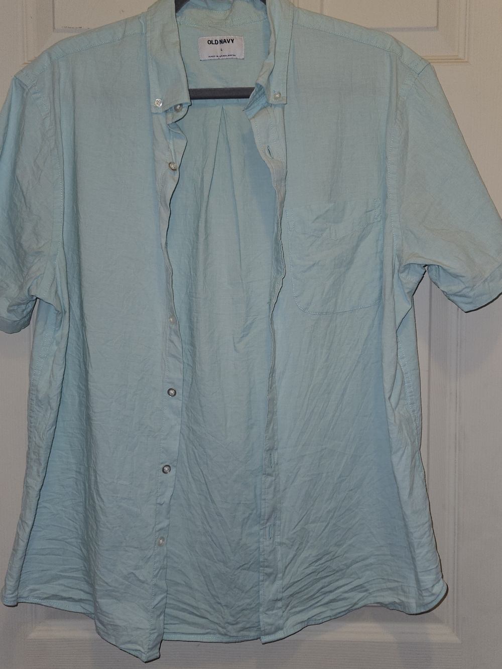 Old Navy Men's Light Blue Short Sleeve Button-Down Shirt